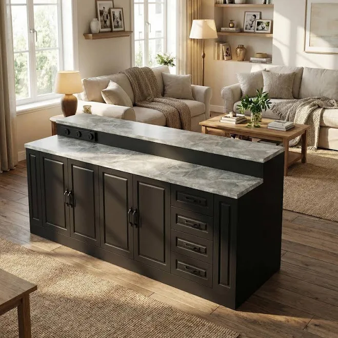 Large Kitchen Island with Storage and Power Outlet