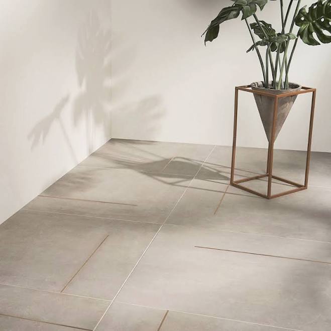 Lines Brass Inlay Matte Porcelain Tile