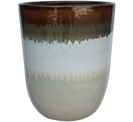 Luna Beige Ceramic Tall Outdoor Planter, Medium, Neutral sold by At Home