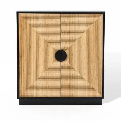 LuxenHome Modern Boho 2-Door Accent Cabinet