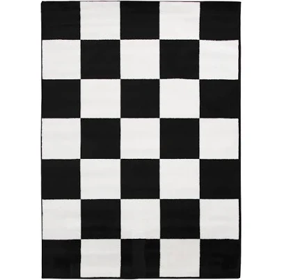 Mainstays 5x7 Black and White Checkered Indoor Area Rug