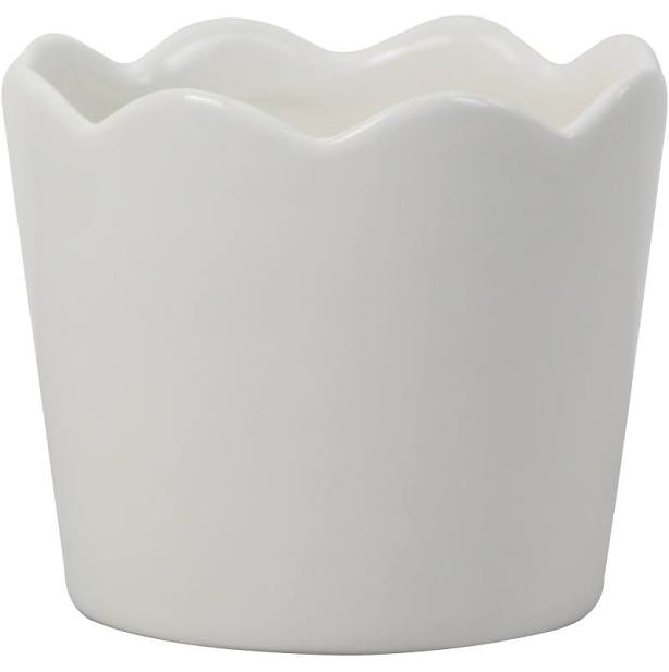 Mainstays Small Round White Scallop Ceramic Planter