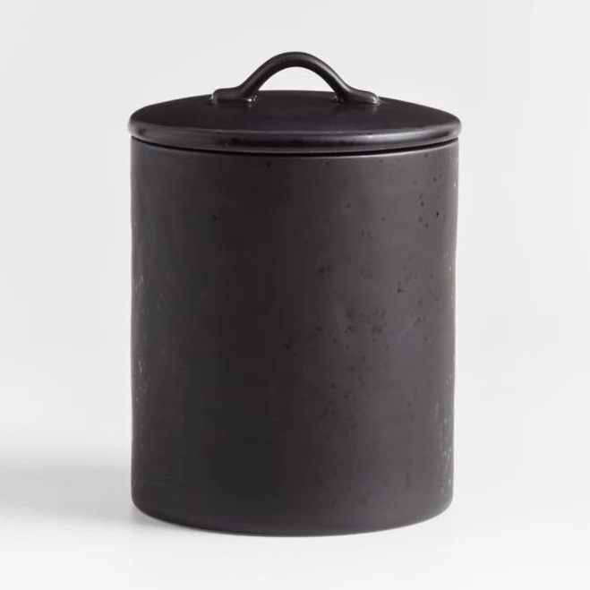 Marin Medium Matte Black Stoneware Canister | Crate & Barrel