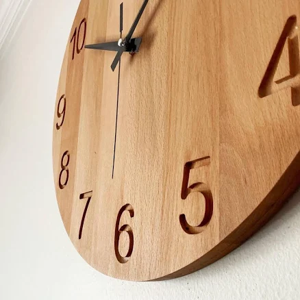 Minimalist Beech Wood Wall Clock - Silent Scandinavian Design