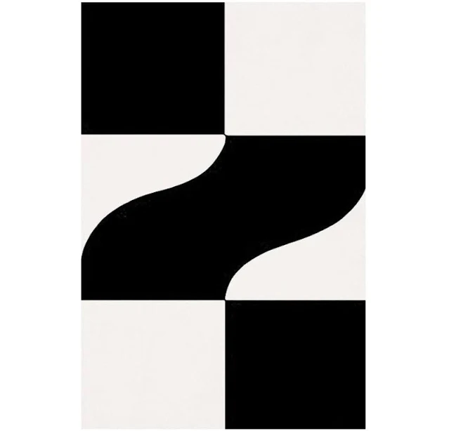 Minimalist Black and White Geometric Rug Rectangle 5x8 feet