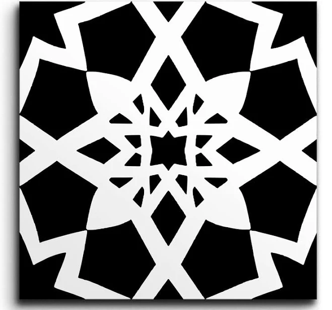 Modern Geometric Black & White Decor Tile