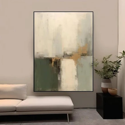 Modern Green Gold Abstract Canvas Wall Art