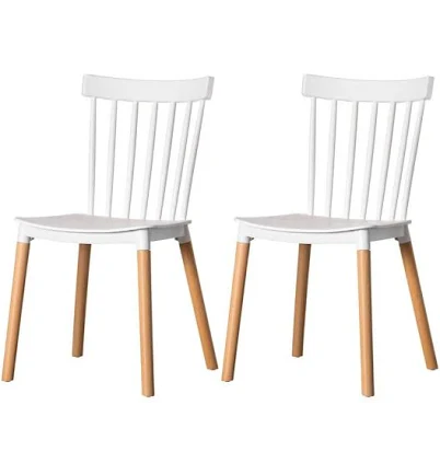 Modern Plastic Dining Chair Windsor Design with Beech Wood Legs