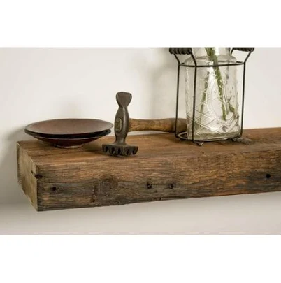 Modern Timber Craft Reclaimed Wood Wall Shelf | Solid Rustic American Barnwood w