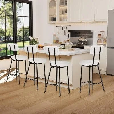 Modern Upholstered Bar Stools (Set of 4)