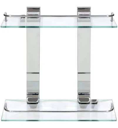 Modona Double Glass Wall Shelf with Rail