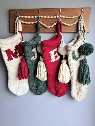 Monogrammed Knit Christmas Stocking: Personalized Scandinavian Decor