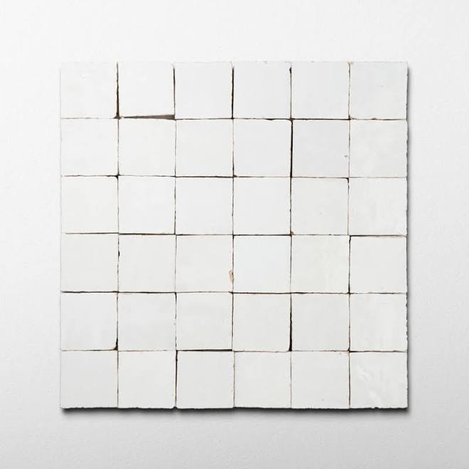 Moroccan Zellige 2x2 Snow White Mosaic Panel sample