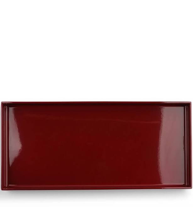 Narrow Rectangular Lacquered Tray, Red