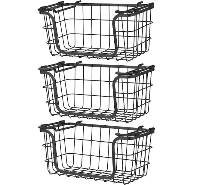 Oceanstar Stackable Metal Wire Storage Basket Set