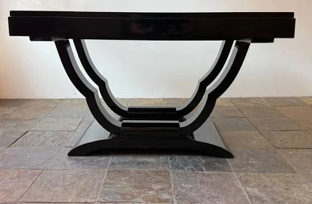 Parisian French Black Lacquer Art Deco Dining Table