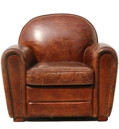 Pasargad Home Paris Club Genuine Leather Arm Chair