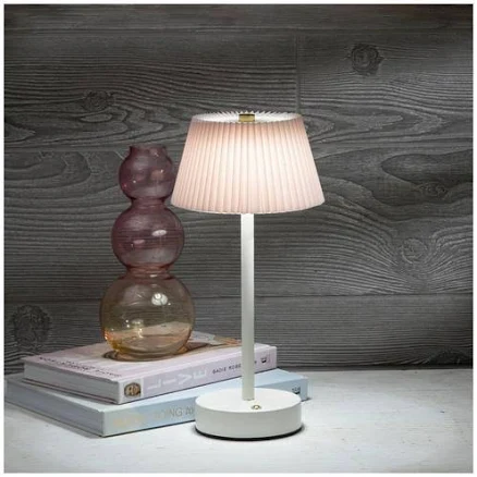 Pink Pleated LED Touch Lamp