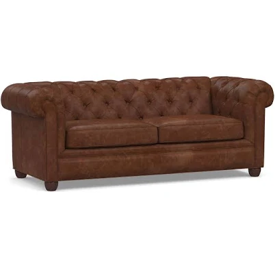 Pottery Barn Chesterfield Roll Arm Leather Sofa