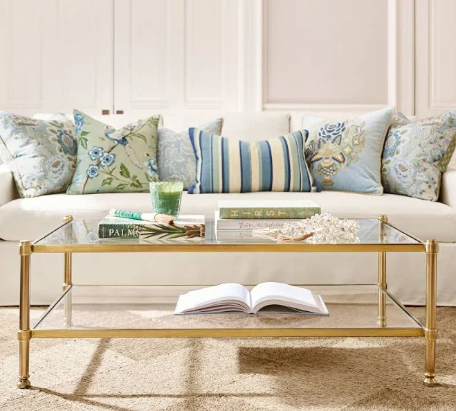 Pottery Barn Everson Rectangular Glass Coffee Table