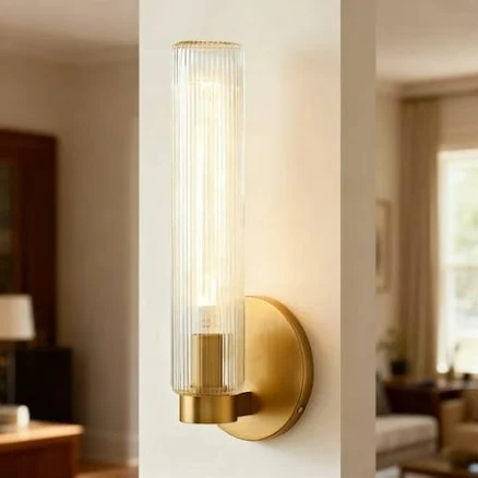 Radiant Fluted Glow Sconce,Fluted glass shade,Textural touch,Suitable for indoor