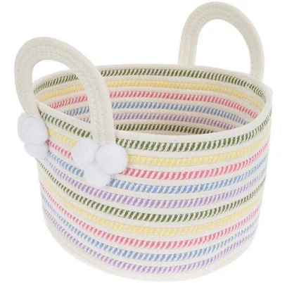 Rainbow Striped Woven Basket - Small