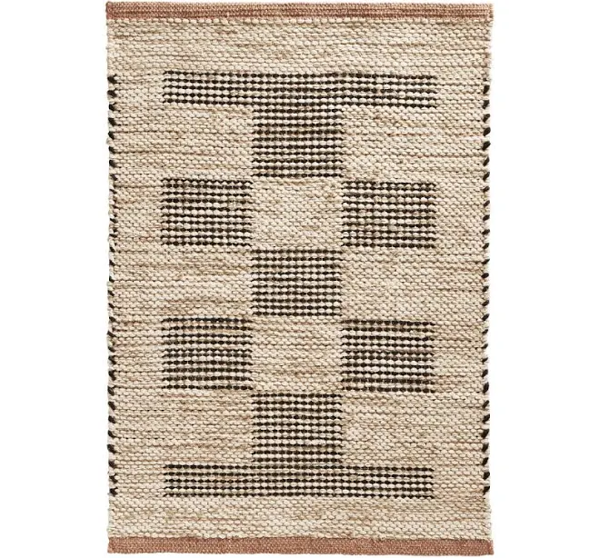Rapa Natural and Black Geo Block Jute and Cotton Area Rug by World Market