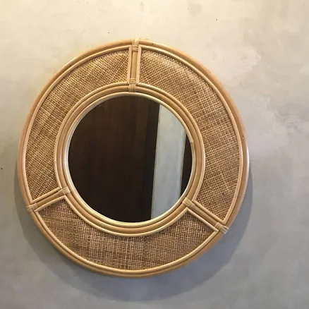 Rattan Round Wall Mirror - Natural Boho Style Wall Decor