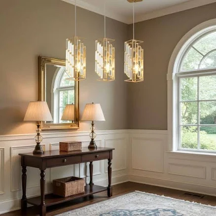 RCCFBHM 4.1 in. 1-Light Gold Modern Prismatic Shade Pendant Light 3-Piece Set