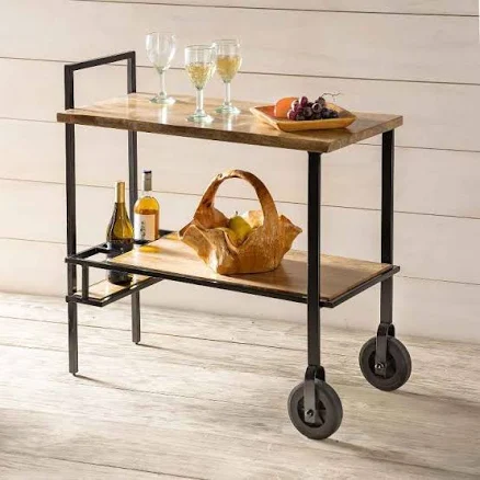 Reclaimed Live-Edge Wood Bar Cart