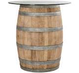 Reclaimed Wine Barrel Pub Table with Glass Top