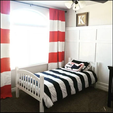 Red and White Striped Curtains: Custom Color Block Panels