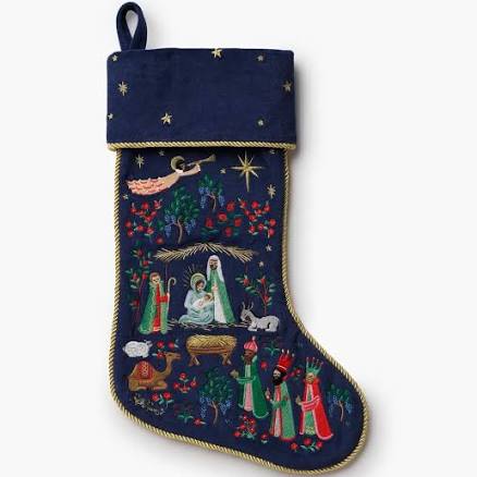 Rifle Paper Co. Nativity Embroidered Stocking
