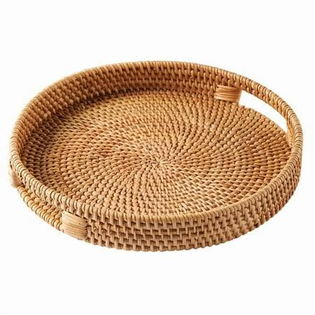 Round Rattan Serving Tray