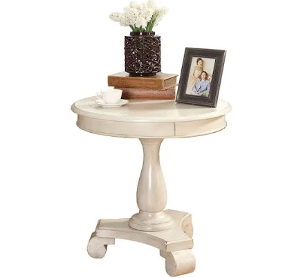 Roundhill Furniture Rene Round Wood Pedestal Side Table