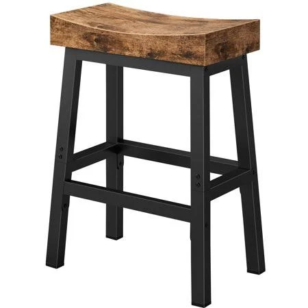 Rustic Bar Stools, 24 Inch Barstools, Counter Height Stools with Footrest, Woode