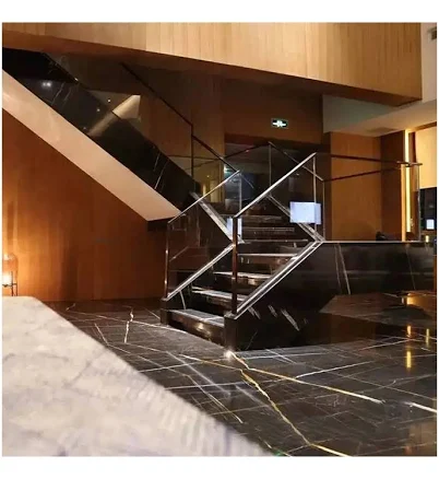 Sahara Noir Polished Black Marble Tiles With Gold Veins - Customized Oem