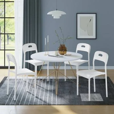 Set of 4 Stackable Dining Chairs