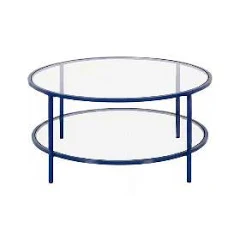 Sivil Round Coffee Table with Glass Shelf
