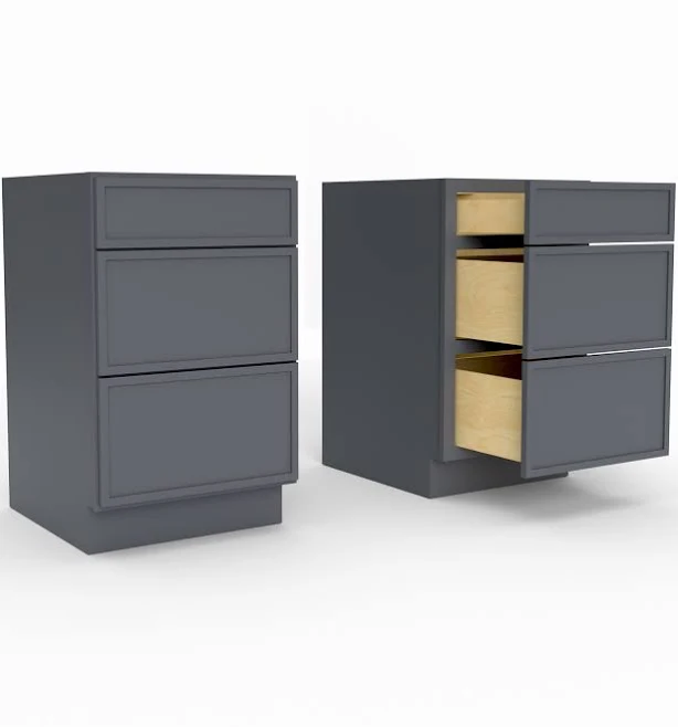 Slim Frame Shaker Three Drawer Base Cabinet