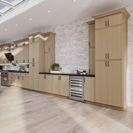 Slim Light White Oak RTA Kitchen Cabinets Shaker 10 Ft Basic at Wholesale Price