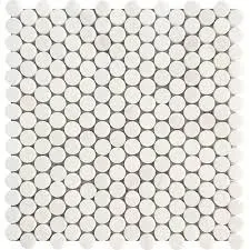 Snow White Honed Penny Round Marble Mosaic 11 1/4x11 3/4 - MS01915