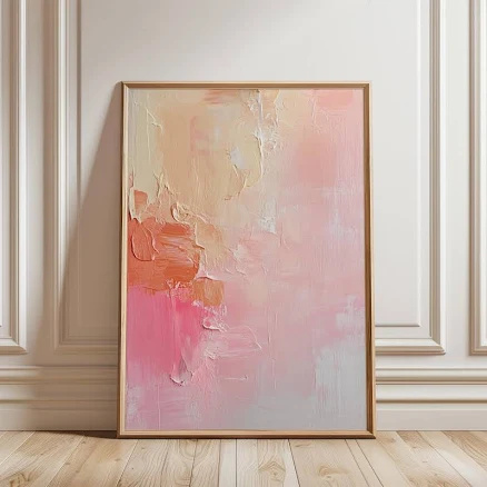 Soft Blush Abstract Wall Art | Modern Pastel Pink and Beige Digital Print | Mini