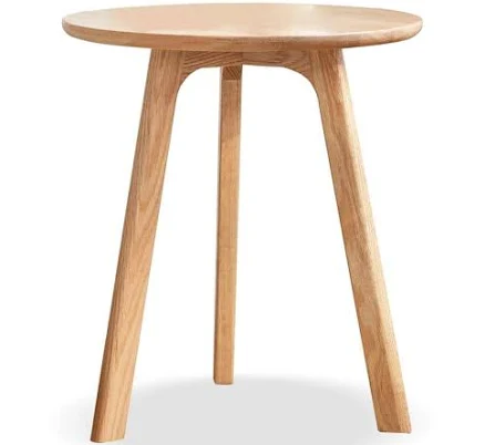 Sudzendf Natural Round Solid Wood End Table
