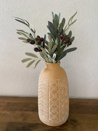 Terracotta Vase with Olive Branch Arrangement