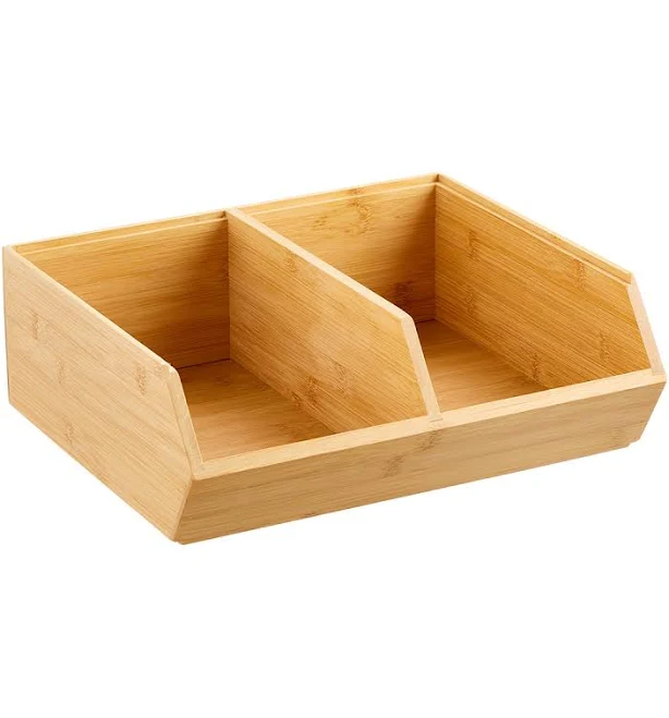 The Container Store Stacking Bamboo Bin Natural