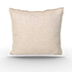 Threshold Oversized Reversible Linen Square Throw Pillow with Frayed Edges