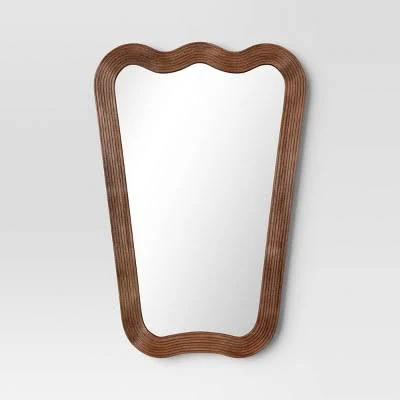 Threshold Ribbed Wood Wall Mirror