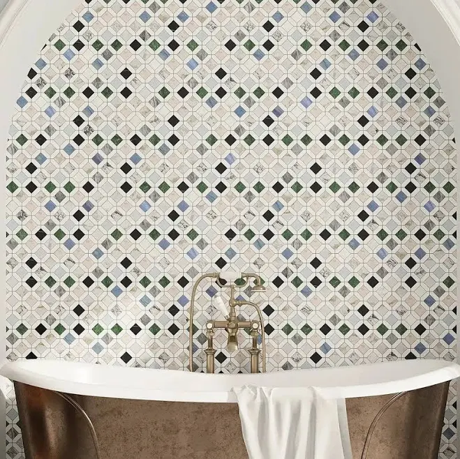 Tile Club Geometria Marble Multicolor Octagon Mosaic Tile
