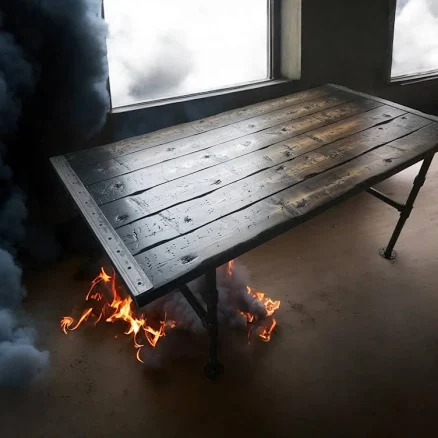 Tortured Reclaimed Distressed Industrial Dining Table with pipe legs